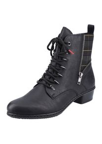 Schn&uuml;rstiefelette Rieker, Damen, Gr. 39, schwarz, Lederimitat, Schuhe Schn&uuml;rstiefelette, mit modischen &Ouml;sen