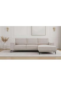 Ecksofa OTTO HOME "Polsterecke Oland, Struktur, Flachgewebe, Luxus-Microfaser, Boucle", sand, B:280cm H:85cm T:152cm, 92%PES 8%NY, Sofas, Ecksofa, L-Form, 280 cm, Wellenunterfederung, Skandi-Design, Metallf&uuml;&szlig;e