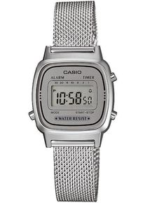 Chronograph CASIO VINTAGE, silber (edelstahlfarben, anthrazit), Armbanduhren, Damen, edelstahlfarben, Chronograph, Quarzuhr, Armbanduhr, Damenuhr, Digitaluhr, Edelstahlarmband, Datum