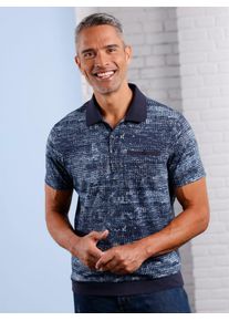 Poloshirt CLASSIC "Kurzarm-Poloshirt", Herren, Gr. 44/46, blau (marine, gemustert), 100% Baumwolle, meliert, Shirts Poloshirt