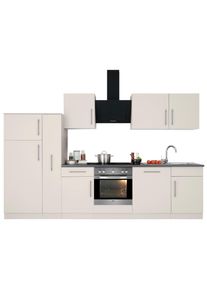 Wiho-K&uuml;chen K&uuml;chenzeile WIHO K&Uuml;CHEN "Cali", beige (k&uuml;che: natur, korpus: cashmerefarben, arbeitsplatte: granit grau), B:310cm T:60cm, Komplettk&uuml;chen-Sets, K&uuml;chenzeile, mit E-Ger&auml;ten, Breite 310 cm