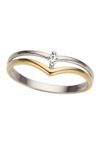 Goldring Firetti "Schmuck Geschenk Gold 585, bicolor, zweifarbig, poliert" Gr. 19, gold (gelbgoldfarben, wei&szlig;goldfarben), Fingerringe, Damen, 19, 0,05 P2 = erkennbare Einschl&uuml;sse, Diamanten Gelbgold 585 Wei&szlig;gold 585, 2mm, Diamanten, Gelbgold 585, Wei&szlig;gold 585, Goldring, mit Brillant