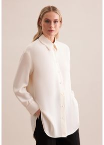 Longbluse Seidensticker "Schwarze Rose", Damen, Gr. 4XL (48), wei&szlig; (sanftes wei&szlig;), 100% Polyester, unifarben, oversize, ohne Ausschnitt, Blusen Longbluse, 1/1 Kragen Uni