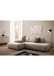 Ecksofa Home Affaire "TORGE, Schlafsofa Cord, Samtvelours u. Strukur fein, Couch in L-Form", beige (hellbeige), B:276cm H:82cm T:164cm, 100% Polyester, Sofas, Ecksofa, Schlaffunktion und Bettkasten, Liegefl&auml;che: 210x125 cm, neues Design