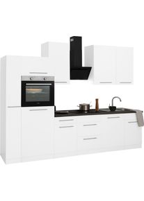 Wiho-K&uuml;chen K&uuml;chenzeile WIHO K&Uuml;CHEN "Unna", wei&szlig; (k&uuml;che: grau, korpus: wei&szlig;, arbeitsplatte: granit schwarz), B:310cm T:60cm, Komplettk&uuml;chen-Sets, K&uuml;chenzeile, ohne E-Ger&auml;te, Breite 310 cm