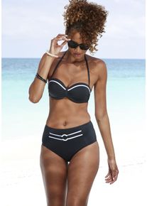 B&uuml;gel-Bandeau-Bikini-Top Vivance "Lorena", Damen, Gr. 36, Cup B, schwarz, Recycling-Polyamid, unifarben, Bikini-Oberteile B&uuml;gel-Bandeau-Bikini-Top, mit kontrastfarbenem Piping