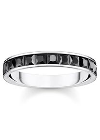 Fingerring Thomas Sabo "Steine Pav&eacute;" Gr. 60, silber (silberfarben, schwarz), Fingerringe, Damen, 60, Silber 925 (recycelt), 4mm, Fingerring, mit Zirkonia (synth.)