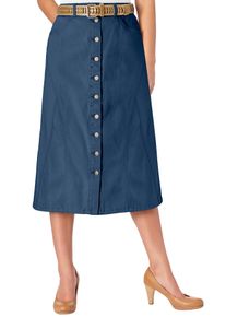 Jeansrock Inspirationen, Damen, Gr. 40, blau (blau, stone, washed), 84% Baumwolle, 15% Polyester, 1% Elasthan, unifarben, wadenlang, R&ouml;cke Jeansrock