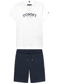 Shirt & Shorts Tommy Hilfiger "MONOTYPE GRAPHIC TEE SHORT SET", Jungen, Gr. 6 (116), blau (wei&szlig;), Jersey, Obermaterial: 80% Baumwolle, 20% Polyester, unifarben, KOB Set-Artikel Shirt & Shorts, Kinder bis 16 Jahre, Druck, regular fit