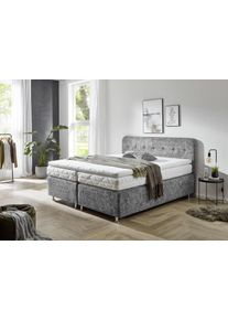 Boxspringbett "Sapporo", grau, L:210cm, Westfalia Schlafkomfort, Komplettbetten, Boxspringbett, Inkl. Zierkissen, w&auml;hlbar in H2, H3 & H4