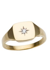 Goldring Firetti "Schmuck Geschenk Gold 333 Siegelring, Stern, teilw. rhodiniert" Gr. 16, wei&szlig; (gelbgoldfarben, wei&szlig;goldfarben), Fingerringe, Damen, 16, 0,03 P2 = erkennbare Einschl&uuml;sse, Diamanten Gelbgold 333, 2mm, Diamanten, Gelbgold 333, Goldring, mit Brillant