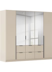 Dreht&uuml;renschrank OTTO HOME "Kleiderschrank Schrank Garderobe AGORDO mit Dekor- oder Hochglanzfront", beige (champagner), B:226cm H:210cm T:54cm, Holzwerkstoff, Schr&auml;nke, Dreht&uuml;renschrank, mit Au&szlig;enschubk&auml;sten, in 7 Breiten und 2 H&ouml;hen MADE IN GERMANY