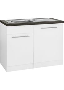 Wiho-K&uuml;chen Sp&uuml;lenschrank WIHO K&Uuml;CHEN "Unna", wei&szlig; (front und korpus: wei&szlig;, arbeitsplatte: granit schwarz), B:110cm H:85cm T:60cm, Schr&auml;nke, Sp&uuml;lenschrank, 110 cm breit, inkl. T&uuml;r/Sockel/Griff f&uuml;r Geschirrsp&uuml;ler