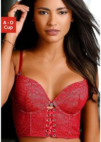 Push-up-BH JETTE, Damen, Gr. 80, Cup B, rot, Spitze, Obermaterial: 82% Polyamid, 9% Elasthan, 9% Polyester, BHs Push-up-BH, in h&uuml;bscher Bustier-Form, sexy Dessous