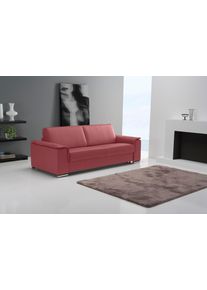 Schlafsofa Egoitaliano "Cecilia, modern & elegant, erstklassiger Sitzkomfort, Dauerschl&auml;fer", rot (kirschrot), B:234cm H:85cm T:102cm, Leder &raquo;BULL&laquo; (echtes Rindsleder). Geschliffenes, pigmentiertes und behandeltes Rindsleder mit einer Dicke von 1, 3-1, 5 mm. Dieses Leder zeigt eine ziemlich weiche Hand mit einem halb undurchsichtigen Aussehen. Es handelt sich um ein gesch&uuml;tztes Leder. Eine leichte