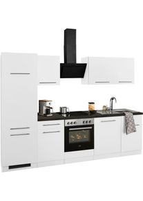 Wiho-K&uuml;chen K&uuml;chenzeile WIHO K&Uuml;CHEN "Unna", wei&szlig; (k&uuml;che: grau, korpus: wei&szlig;, arbeitsplatte: granit schwarz), B:280cm T:60cm, Komplettk&uuml;chen-Sets, K&uuml;chenzeile, ohne E-Ger&auml;te, Breite 280 cm