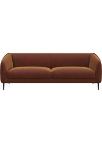 3-Sitzer FLEXLUX "Belle Designsofa, Couch, bequem durch Kaltschaum im Sitz", braun (cognac), B:218cm H:74cm T:89cm, 100% Polyester, Sofas, 3-Sitzer, Skandinavisches Design, In hochwertiger Verarbeitung