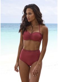 B&uuml;gel-Bandeau-Bikini-Top s.Oliver "Aiko", Damen, Gr. 38, Cup D, rot (rostrot), Microfaser, Microfaser, Polyamid, unifarben, Bikini-Oberteile B&uuml;gel-Bandeau-Bikini-Top, mit H&auml;keloptik