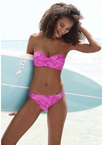 B&uuml;gel-Bandeau-Bikini-Top Venice Beach "Moloka", Damen, Gr. 42, Cup D, pink (pink bedruckt), Recycling-Polyamid, bedruckt, Bikini-Oberteile B&uuml;gel-Bandeau-Bikini-Top, Abnehmbare Tr&auml;ger