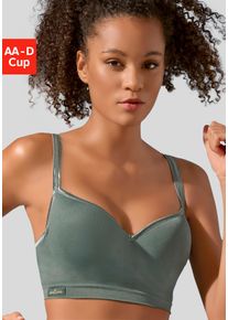 active by Lascana Sport-Push-up-BH LASCANA ACTIVE, Damen, Gr. 85, Cup A, gr&uuml;n (khaki), Microtouch, Obermaterial: 85% Polyamid, 15% Elasthan, BHs Sport-Push-up-BH, mit B&uuml;gel mit eingearbeiteten Kissen