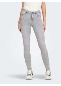 Skinny-fit-Jeans Only "ONLPOWER MID SK PUSHUP DNM REA3659 NOOS", Damen, Gr. M (38), L&auml;nge 32, light grau denim, Denim/Jeans, Obermaterial: 92% Baumwolle, 6% Polyester, 2% Elasthan, unifarben, skinny fit lang, Jeans Skinny-fit-Jeans