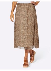 Schlupfrock Classic Basics, Damen, Gr. 52, braun (cognac, schwarz, bedruckt), 100% Polyester, gemustert, mehrfarbig, wadenlang, R&ouml;cke Schlupfrock