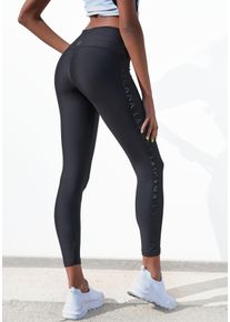 active by Lascana Leggings LASCANA ACTIVE, Damen, Gr. 44/46, N-Gr, schwarz, Obermaterial: 82% Polyester, 18% Elasthan, bedruckt, unifarben, figurbetont lang, Hosen Leggings, mit gl&auml;nzendem Logoschriftzug, Topseller