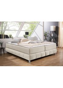 Boxspringbett Home Affaire "Salo", beige, B:186cm L:206cm, Komplettbetten, Boxspringbett, Ohne Kopfteil, inkl. Topper, auch in &Uuml;berl&auml;nge 220 cm