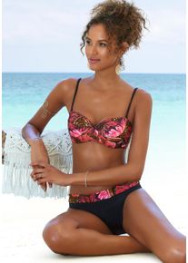 B&uuml;gel-Bandeau-Bikini Lascana, Damen, Gr. 34, Cup C, pink (pink, bedruckt), Polyamid, bedruckt, Bikini-Sets B&uuml;gel-Bandeau-Bikini, mit Dschungel-Optik