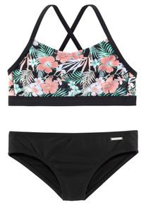 Bustier-Bikini Chiemsee, Kinder, Gr. 170/176, N-Gr, schwarz (schwarz, bedruckt), Polyamid, Bikini-Sets Bustier-Bikini, im tropischen Print