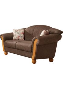2-Sitzer Home Affaire "Milano, bequem durch Federkern, kompakte Stellma&szlig;e: Breite 159cm", braun, B:159cm H:83cm T:81cm, Chenille &raquo;Esparta&laquo; (70% Polyacryl, 30% Polyester) auf Korpus und Zierkissen, Sitz und R&uuml;cken im Blumenmuster &raquo;Paradise&laquo; (100% Polyester);Chenille &raquo;Esparta&laquo; (70% Polyacryl, 30% Polyester) mit Zierkissen im Blumenmuster &raquo;Paradise&laquo; (100% Polyester), Sofas, 2-Sitzer
