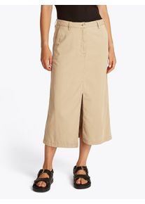 Webrock Tommy Hilfiger "CO TENCEL MIDI SKIRT", Damen, Gr. 40, beige, Web, Obermaterial: 63% Lyocell, 37% Baumwolle, unifarben, straight fit wadenlang, R&ouml;cke Webrock, mit Schlitz