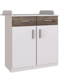 Wickelkommode wimex "Joker", wei&szlig; (wei&szlig;, flagstaff eiche), B:91cm H:93cm T:75cm, Holzwerkstoff, Wickelkommoden, Wickelkommode, mit 2 T&uuml;ren und 2 Schubladen, Wickelh&ouml;he 93cm, umbaubar zur Kommode