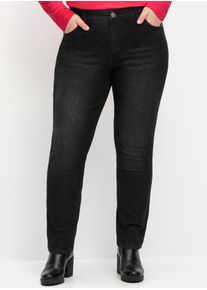 Stretch-Jeans sheego, Damen, Gr. 116, Langgr&ouml;&szlig;en, schwarz (schwarz denim), 99% Baumwolle, 1% Elasthan, unifarben, lang, Jeans Stretch-Jeans
