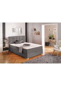 Boxbett Home Affaire "Olivet mit Bettkasten", grau, B:154cm L:230cm, Komplettbetten, Boxbett, in 4 Farben, 4 Breiten, 2 Matratzenarten, auch in &Uuml;berl&auml;nge 220 cm