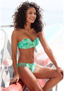 B&uuml;gel-Bandeau-Bikini-Top Venice Beach "Moloka", Damen, Gr. 36, Cup A, gr&uuml;n (gr&uuml;n bedruckt), Recycling-Polyamid, bedruckt, Bikini-Oberteile B&uuml;gel-Bandeau-Bikini-Top, Abnehmbare Tr&auml;ger