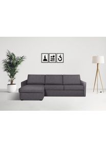 Schlafsofa Home Affaire "GOLDPOINT Ecksofa 264 cm, Liegefl&auml;che (140/200cm), L-Form", grau (anthrazit), B:264cm H:85cm T:157cm, 85% PES. 15% Polypropylene, Sofas, Schlafsofa, Bettfunktion, Bonell-Federkernmatratze und Dauerschl&auml;fer-Funktion