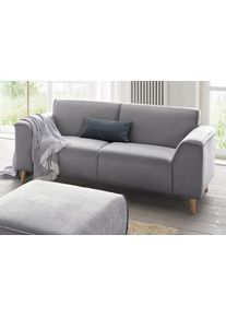 2-Sitzer Home Affaire "Janek Scandic Design, elegant und zeitlos", grau, B:178cm H:81cm T:90cm, Struktur fein ( 100% Polyester);Struktur weich (92% Polyester, 8% Nylon);Struktur weich (92% Polyester, 8% Nylon), Sofas, 2-Sitzer, mit Federkern und Keder in scandinavischem Design