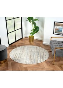 Teppich "My Love", beige (creme, hellgrau, wei&szlig;), B:120cm H:10mm L:120cm &Oslash;:120cm, Polyester, MyFlair M&Ouml;BEL & ACCESSOIRES, Teppiche, Teppich, Kurzflor, Retro-Style, besonders weich durch Microfaser