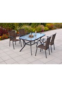 Garten-Essgruppe Merxx "&raquo;Roma&laquo;", braun (braun, braun, graphit), Aluminium, Sicherheitsglas, Wicker/Kunststoffgeflecht, Sitzm&ouml;bel-Sets, Garten-Essgruppe, Tisch: LxB: 150x85 cm