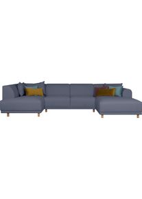 Wohnlandschaft OTTO HOME "Maroon U-Form", blau, B:358cm H:82cm T:192cm, Struktur grob ( 100% POLYPROPYLEN;Struktur fein ( 100% Polyester);Struktur (100% Polyester), Sofas, Wohnlandschaft, in skandinavischem Design, mit losen Kissen
