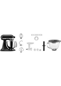 KitchenAid K&uuml;chenmaschine "5KSM125EBM SCHWARZ MATT", schwarz (matt, schwarz), B:24cm H:36cm T:37cm, K&uuml;chenmaschinen, Gratis Fleischwolf, Sch&uuml;ssel, Spritzgeb&auml;ckvorsatz (Wert: ca.238,- UVP), K&uuml;chenmaschine