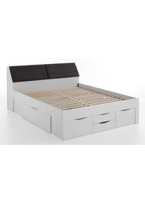 Stauraumbett Relita "Maxi", wei&szlig;, B:185cm H:103,8cm L:237,5cm, Bezug Kopfteil: 100% Polyester, Betten, Stauraumbett, mit Schubladen und Stauraum im Kopfteil