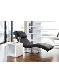 Relaxsessel Salesfever "Komfortabler Loungesessel", schwarz, B:60cm H:83cm T:200cm, Sessel, Relaxsessel, mit Nackenkissen, Relaxliege mit modernem Metallfu&szlig;