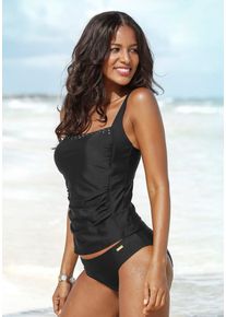 Tankini Lascana, Damen, Gr. 42, Cup C, schwarz, Polyamid, unifarben, Bikini-Sets Tankini, mit Ziernieten, Topseller
