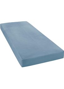 Spannbettlaken Janine "MAKO-FEINJERSEY 5007", blau (denim), L:200cm, Mako-Jersey, Obermaterial: 100% Baumwolle, Bettlaken, Spannbettlaken, aus 100% Baumwolle, f&uuml;r Matratzen bis 26 cm H&ouml;he