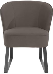 Sessel exxpo - SOFA FASHION "Americano, Loungesessel", grau (taupe), B:66cm H:80cm T:69cm, Sessel, Sessel, mit Keder und Metallf&uuml;&szlig;en, Bezug in verschiedenen Qualit&auml;ten, 1 Stck.