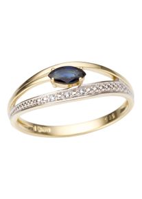 Goldring Firetti "Schmuck Geschenk Gold 333 Damenring Goldring Edelstein Farbstein" Gr. 18, blau (gelbgoldfarben, wei&szlig;goldfarben, dunkelblau), Fingerringe, Damen, 18, 0,02 P2 = erkennbare Einschl&uuml;sse, Diamanten Gelbgold 333, 2mm, Diamanten, Gelbgold 333, Goldring, mit Saphir - mit Brillanten
