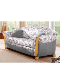 2-Sitzer Home Affaire "Milano, Schlafsofa im Landhaus-Stil, bequem, Liegefl&auml;che 188/124cm", lila (hellgrau, flieder gebl&uuml;mt), B:174cm H:87cm T:88cm, Chenille (70% Polyacryl, 30% Polyester) auf Korpus und Zierkissen, Sitz und R&uuml;cken im Blumenmuster &raquo;Paradise&laquo; (100% Polyester), Sofas, 2-Sitzer, mit Bettfunktion