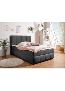 Boxbett OTTO HOME "Hartley inkl. Bettkasten und Topper, auch in &Uuml;berl&auml;nge erh&auml;ltlich", grau (anthrazit), B:132cm L:210cm, Komplettbetten, Boxbett, wahlweise mit Bonnell- oder TTFK-Matratze in H2, H3 o. H4 erh&auml;ltlich